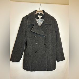 Covington XL Women’s Grey Peacoat with Lepoard print lining